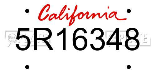 5R16348 California License Plate
