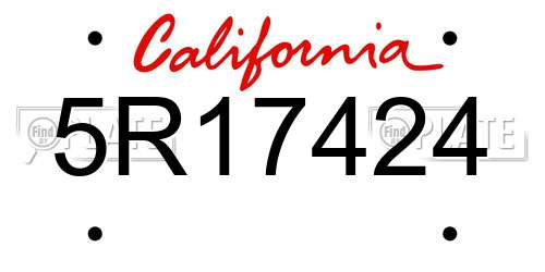 5R17424 California License Plate