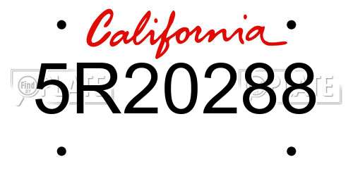 5R20288 California License Plate