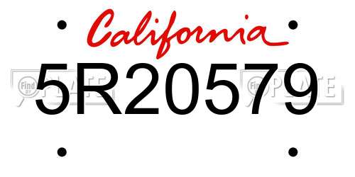 5R20579 California License Plate