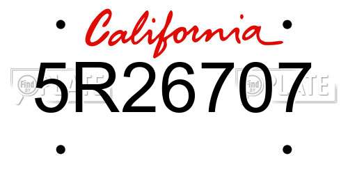 5R26707 California License Plate
