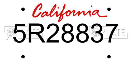 5R28837 California License Plate