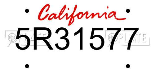 5R31577 California License Plate