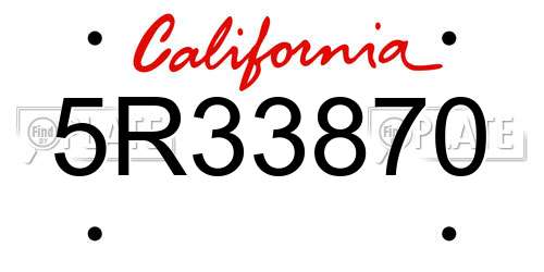 5R33870 California License Plate