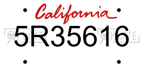 5R35616 California License Plate