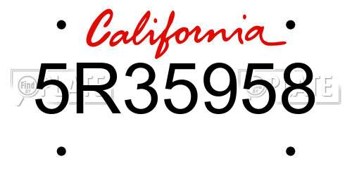 5R35958 California License Plate