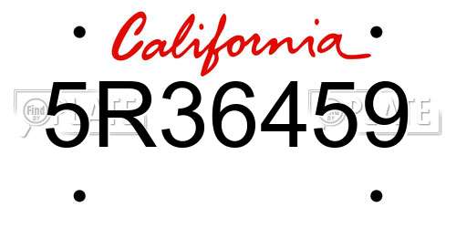 5R36459 California License Plate
