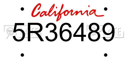 5R36489 California License Plate