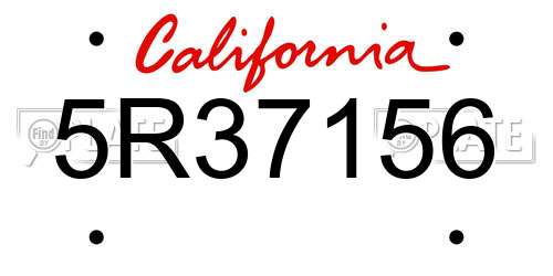 5R37156 California License Plate