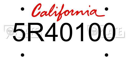 5R40100 California License Plate