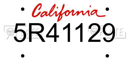 5R41129 California License Plate