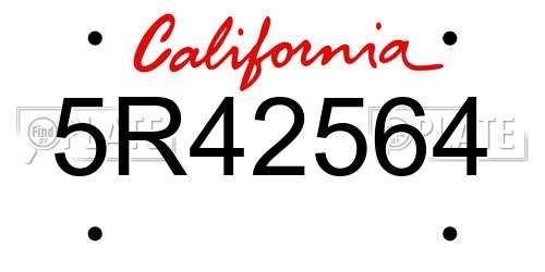 5R42564 California License Plate