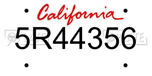 5R44356 California License Plate