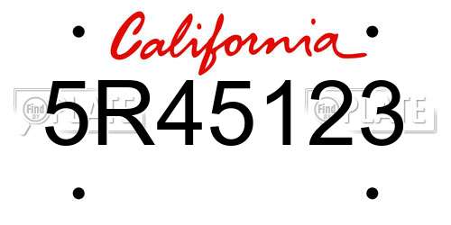 5R45123 California License Plate