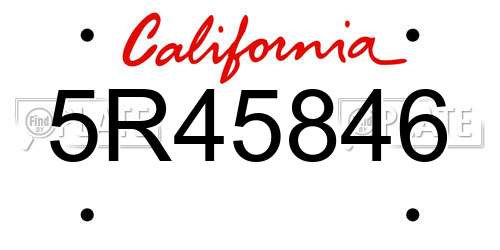 5R45846 California License Plate
