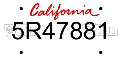 5R47881 California License Plate