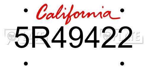 5R49422 California License Plate