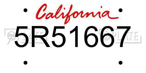 5R51667 California License Plate