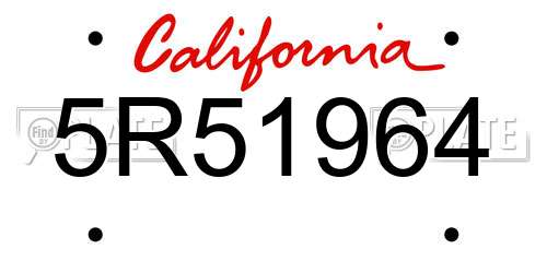 5R51964 California License Plate