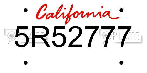 5R52777 California License Plate
