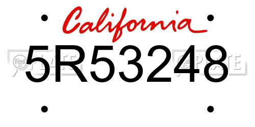 5R53248 California License Plate