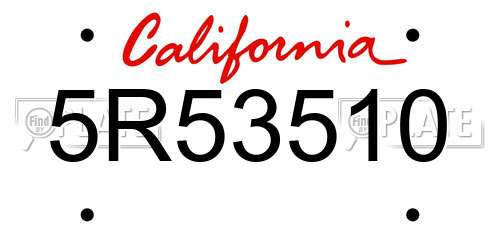 5R53510 California License Plate