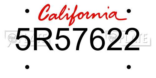 5R57622 California License Plate