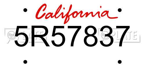 5R57837 California License Plate