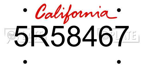 5R58467 California License Plate