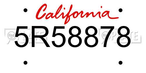 5R58878 California License Plate