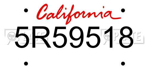 5R59518 California License Plate