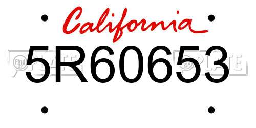 5R60653 California License Plate