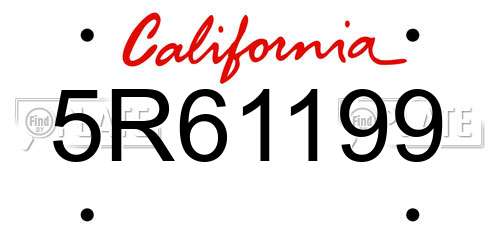 5R61199 California License Plate