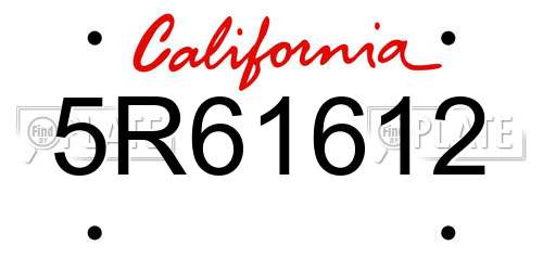 5R61612 California License Plate