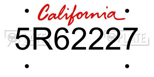 5R62227 California License Plate
