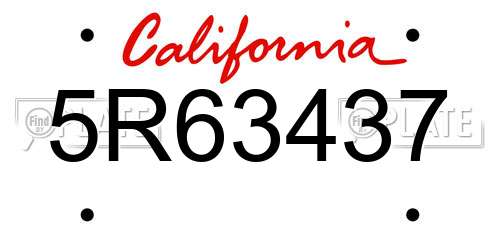 5R63437 California License Plate