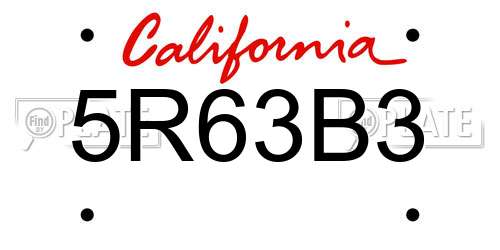 5R63B3 California License Plate