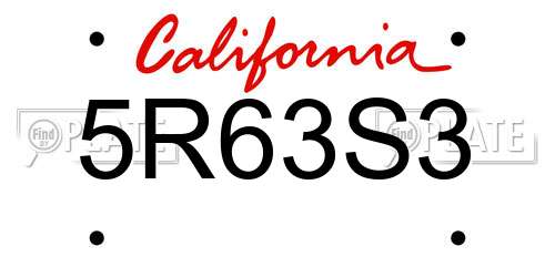 5R63S3 California License Plate