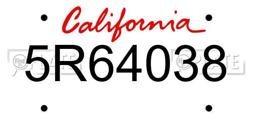 5R64038 California License Plate