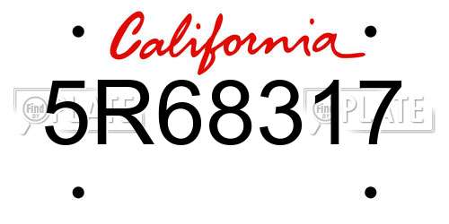 5R68317 California License Plate