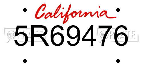 5R69476 California License Plate