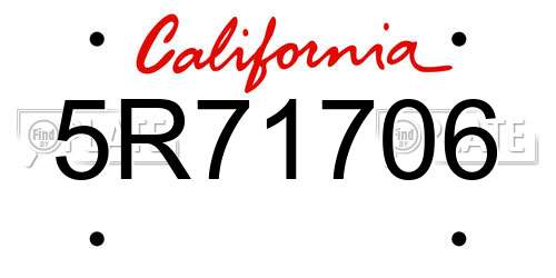 5R71706 California License Plate