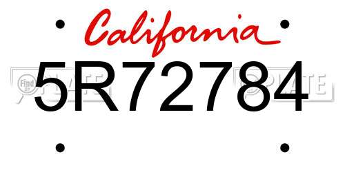 5R72784 California License Plate