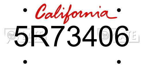 5R73406 California License Plate