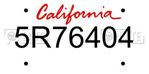 5R76404 California License Plate