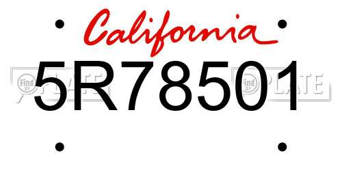 5R78501 California License Plate