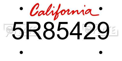 5R85429 California License Plate