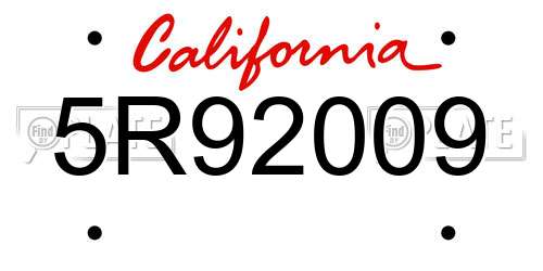 5R92009 California License Plate