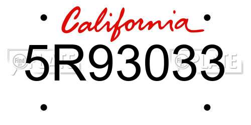 5R93033 California License Plate