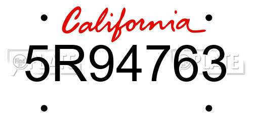 5R94763 California License Plate